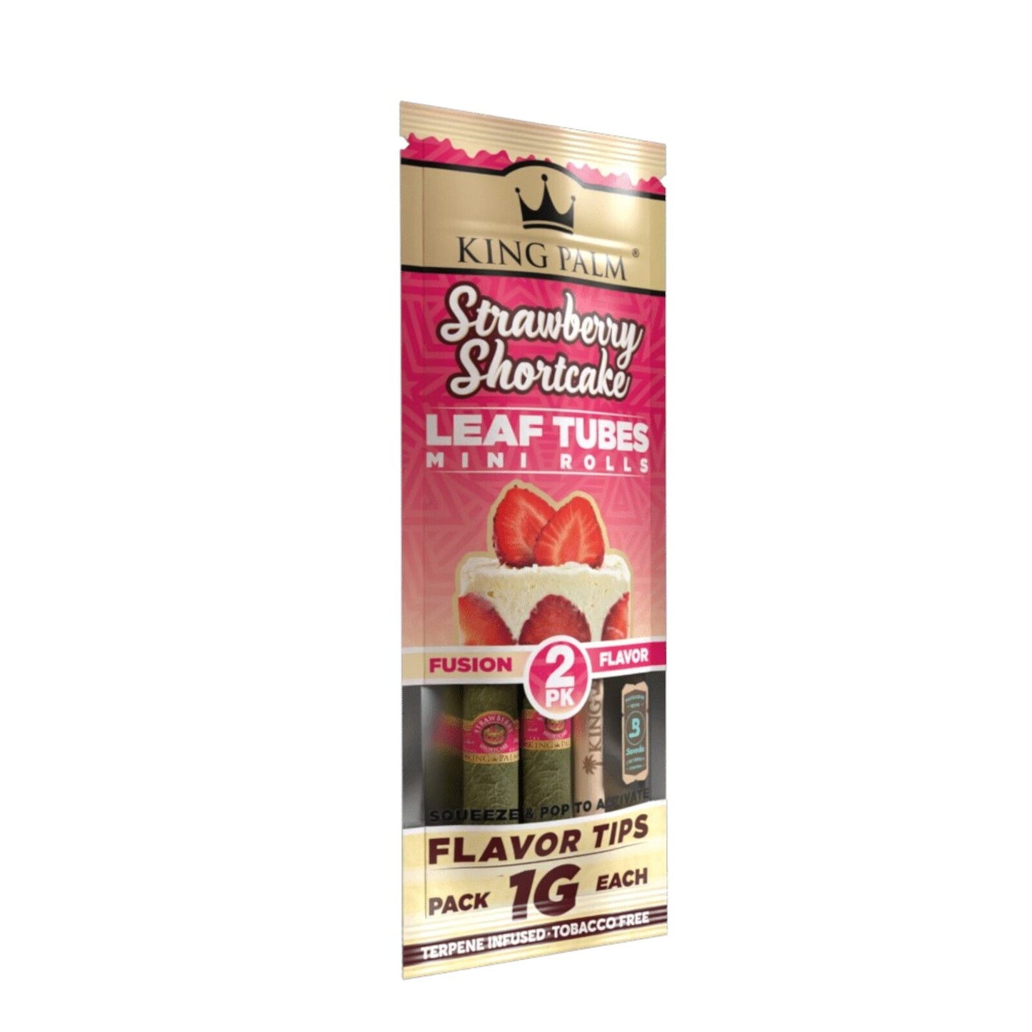 King Palm Strawberry Shortcake - 2 x 1G Mini Rolls Wraps Pop Tip