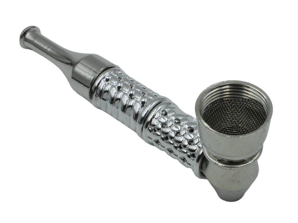 Silver Metal Smoking Pipe Washable Solid