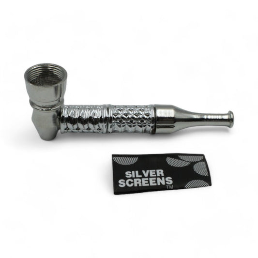 Silver Metal Smoking Pipe Washable Solid