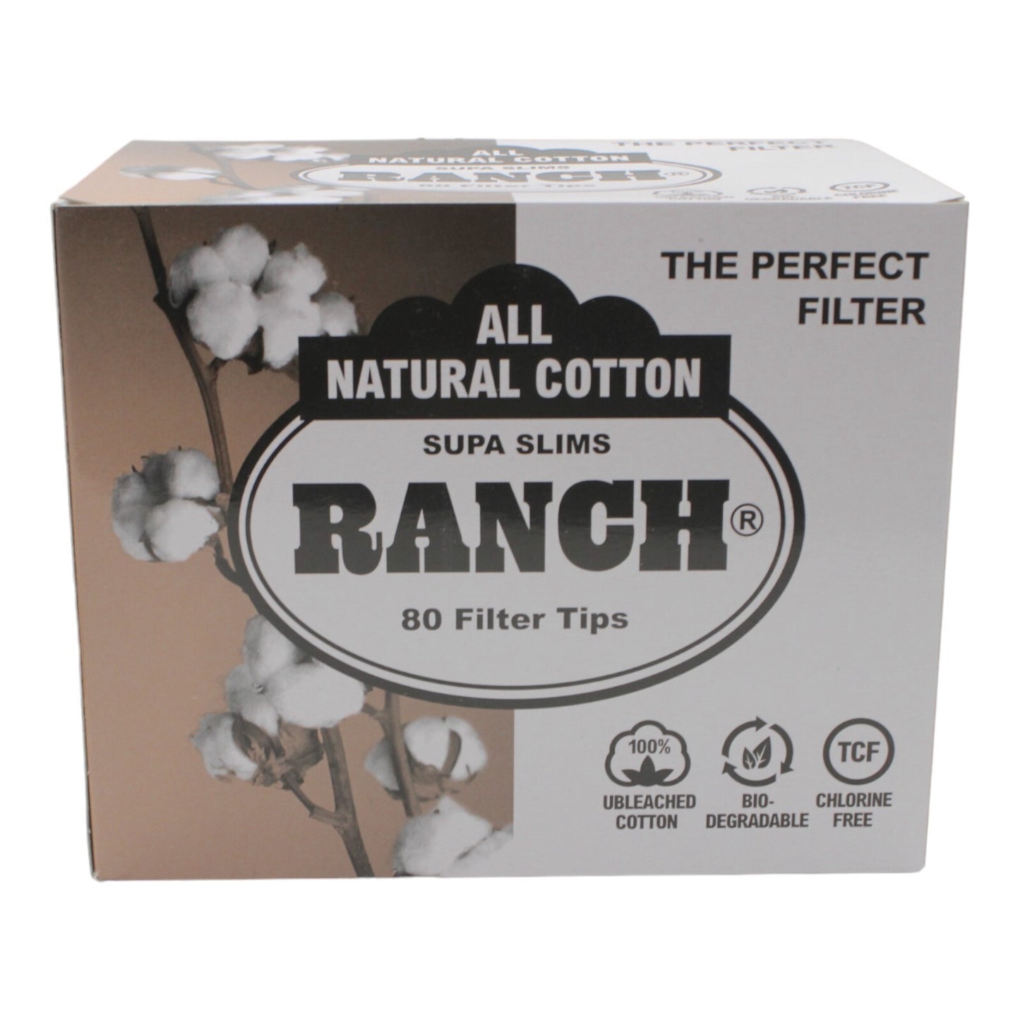 Box of 12 Ranch Supa Slim Natural Cotton Cigarette Filters - 960 Filters