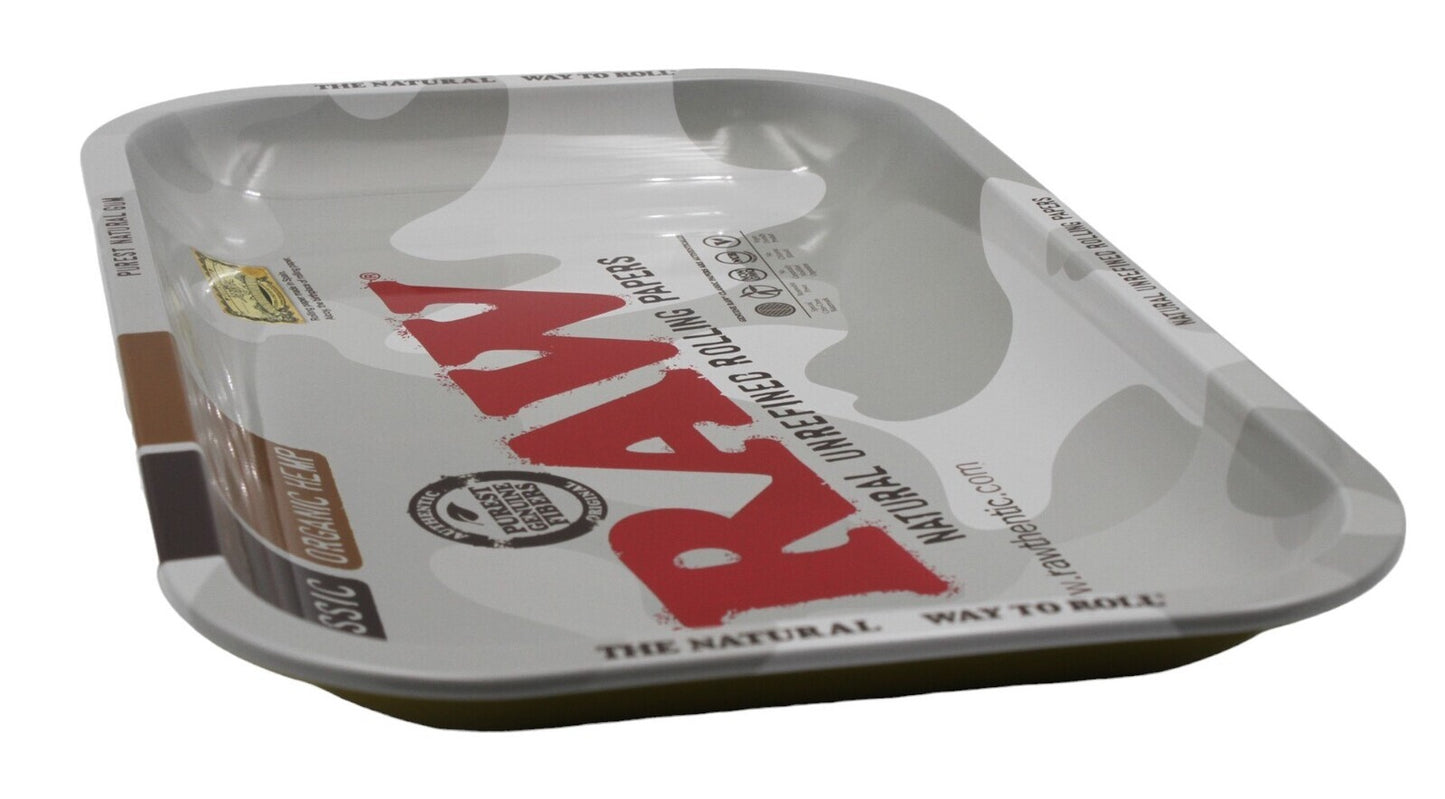 Raw Metal Rolling Tray - Arctic Camouflage - Small