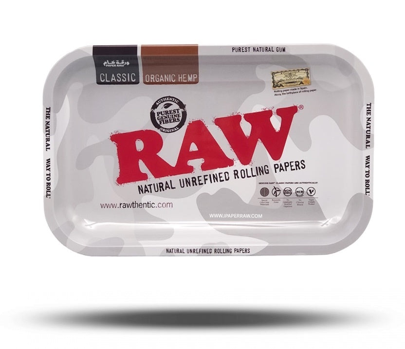 Raw Metal Rolling Tray - Arctic Camouflage - Small