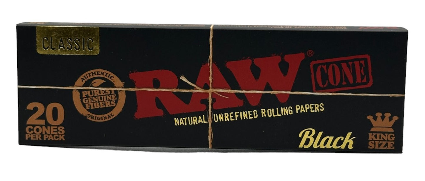 Raw Black Ultra Fine King Size Pre Rolled Cones - 10 X 20 Pack 200 Cones