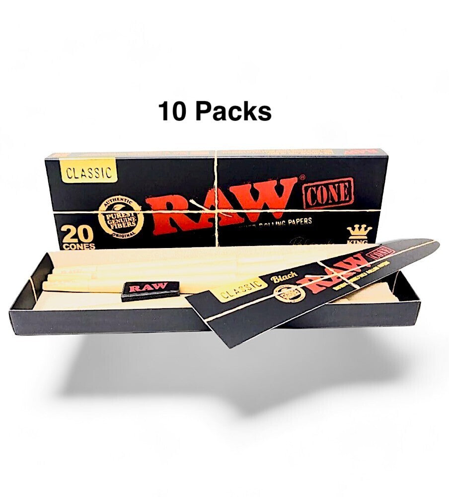 Raw Black Ultra Fine King Size Pre Rolled Cones - 10 X 20 Pack 200 Cones