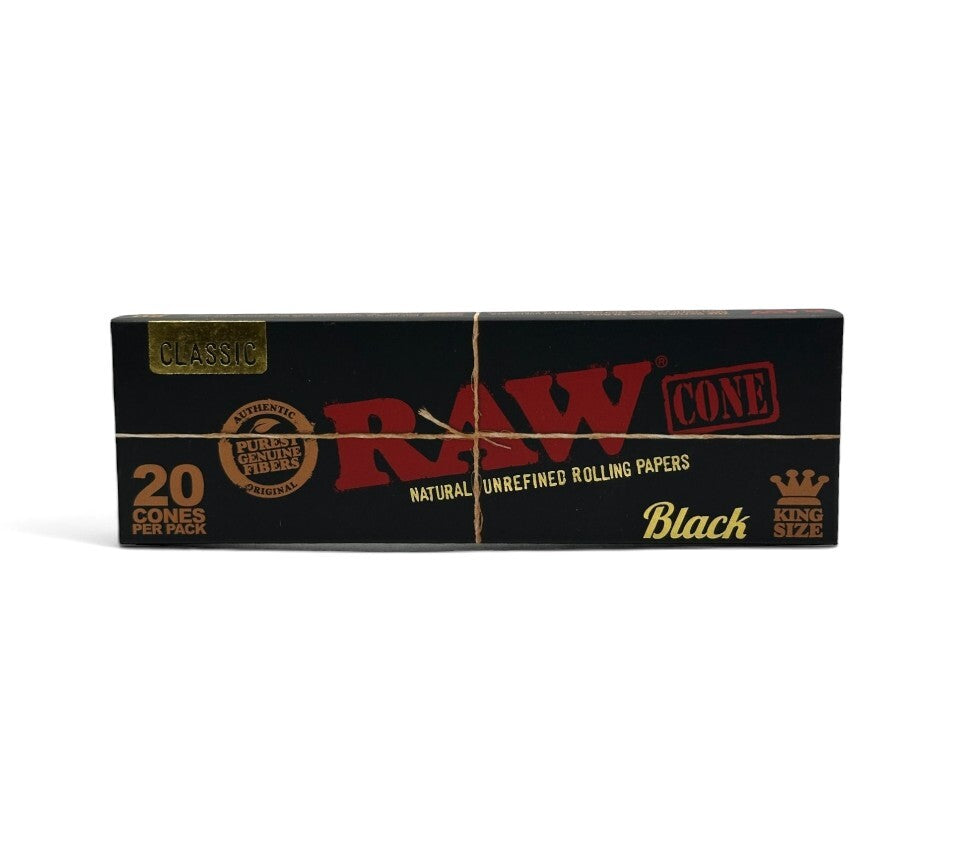 20 Pack Raw Black King Size Pre Rolled Cones - Ultra Fine