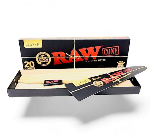 20 Pack Raw Black King Size Pre Rolled Cones - Ultra Fine