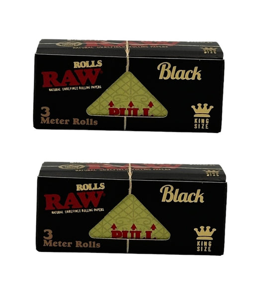 RAW Black King Size 3 Meter Rolls - 2 Pack Ultra Thin