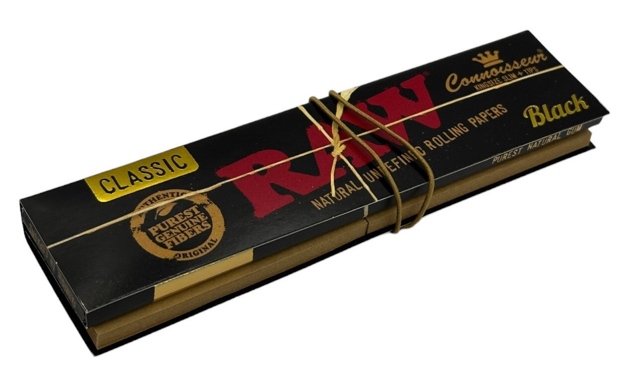 RAW Black Ultra Thin King Size Slim Papers with Tips