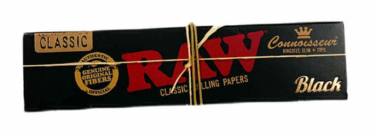 RAW Black Ultra Thin King Size Slim Papers with Tips