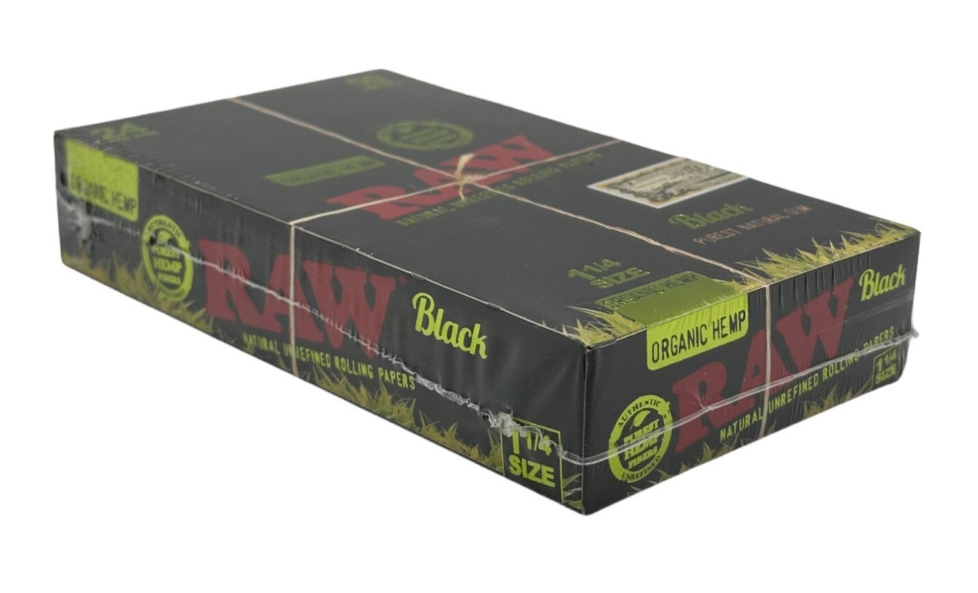 Box of 24 RAW Black Ultra Thin 1 1/4 Organic Hemp Papers