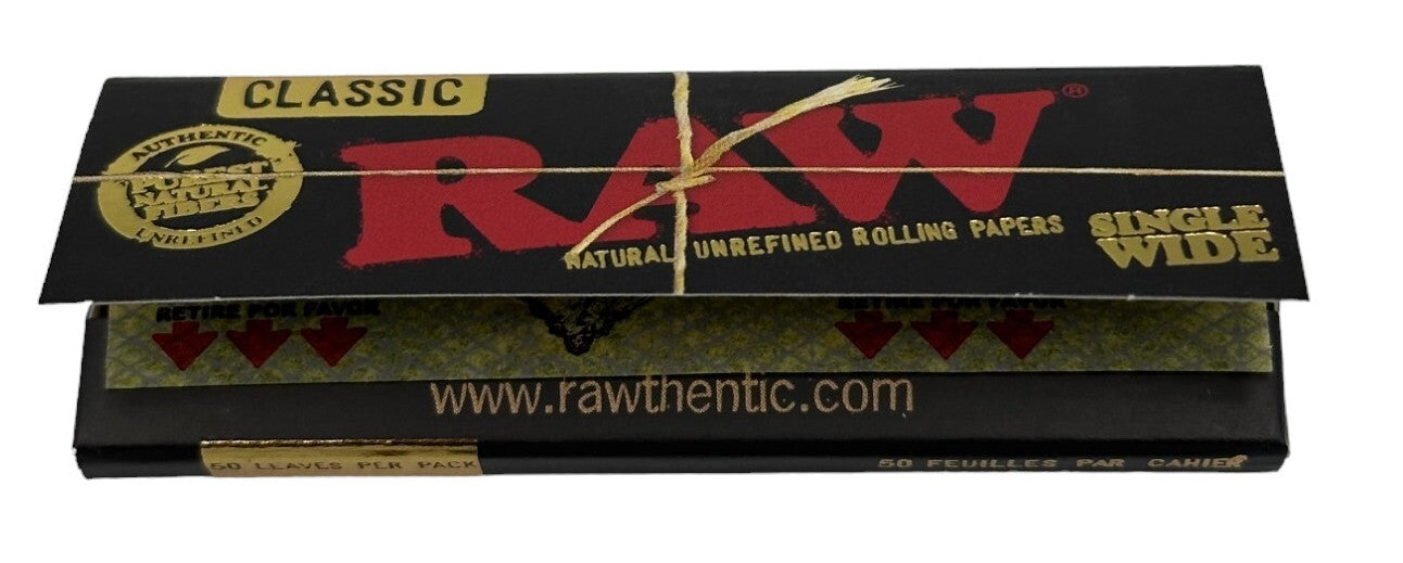 Box of 50 RAW Black Ultra Thin Single Wide Papers