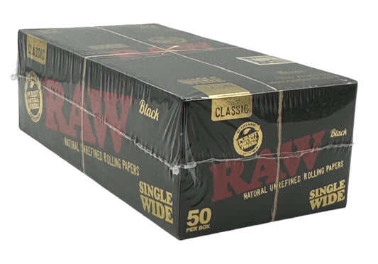 Box of 50 RAW Black Ultra Thin Single Wide Papers