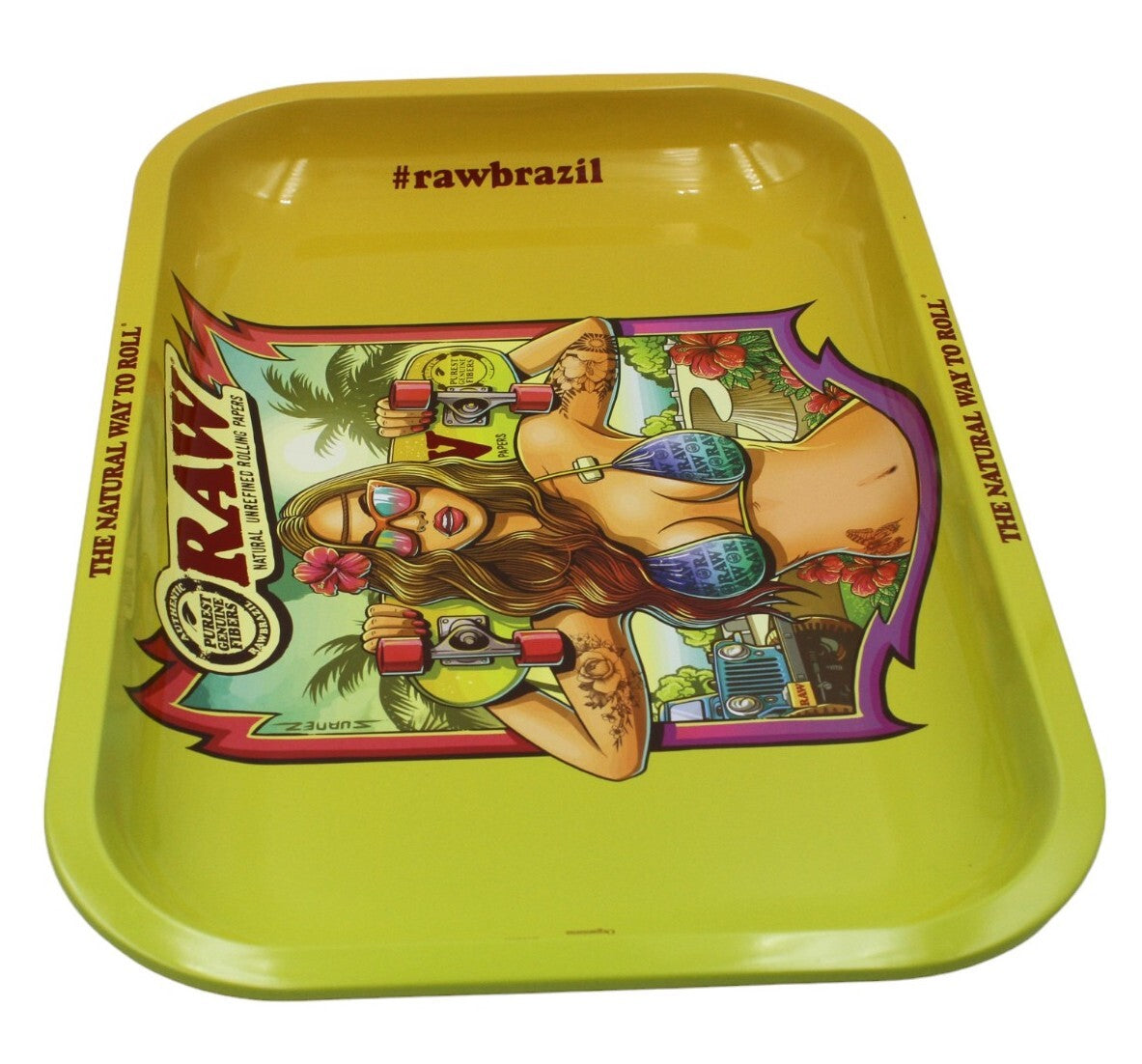 Raw Metal Rolling Tray - Brazil Design - Small