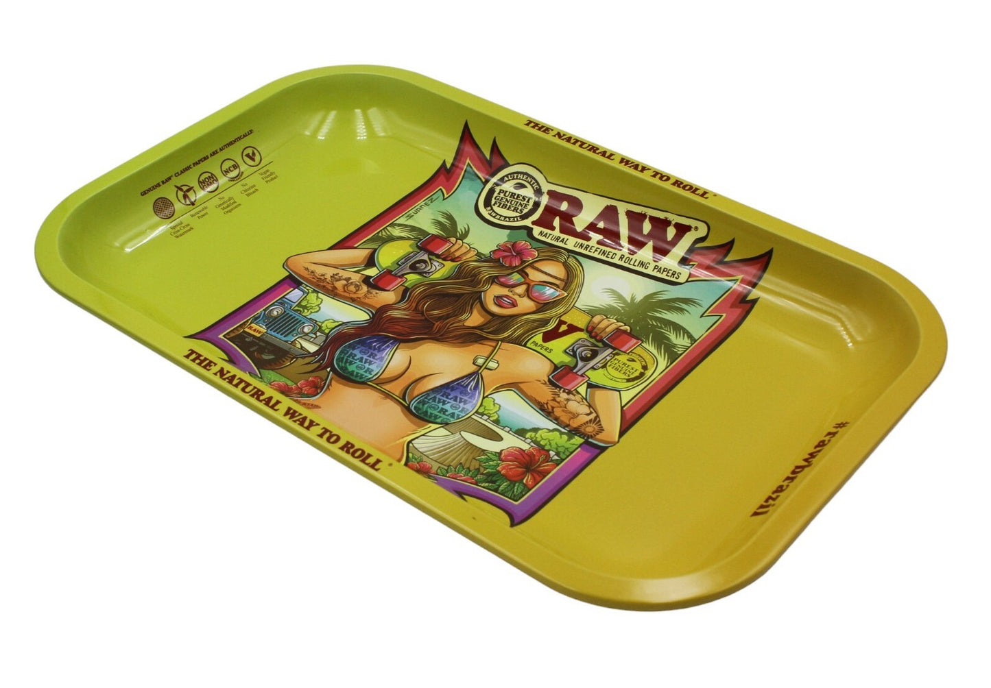 Raw Metal Rolling Tray - Brazil Design - Small