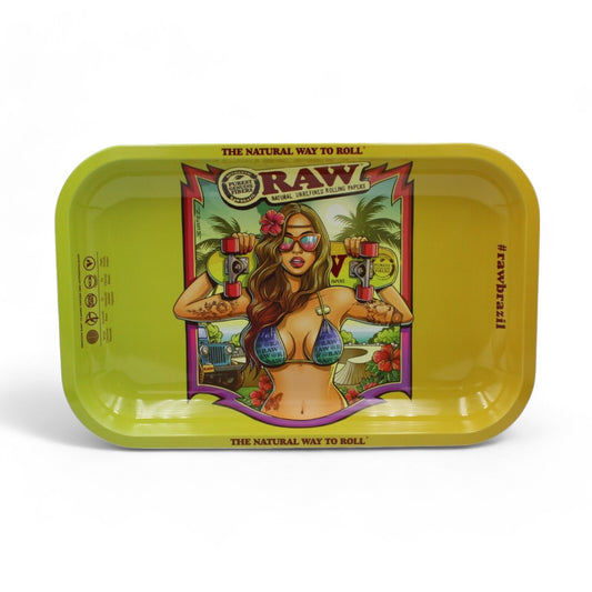 Raw Metal Rolling Tray - Brazil Design - Small