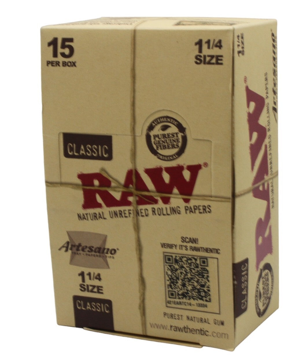 Box of 15 Raw 1 1/4 Size Slim Artesano - Tray, Papers, Tips