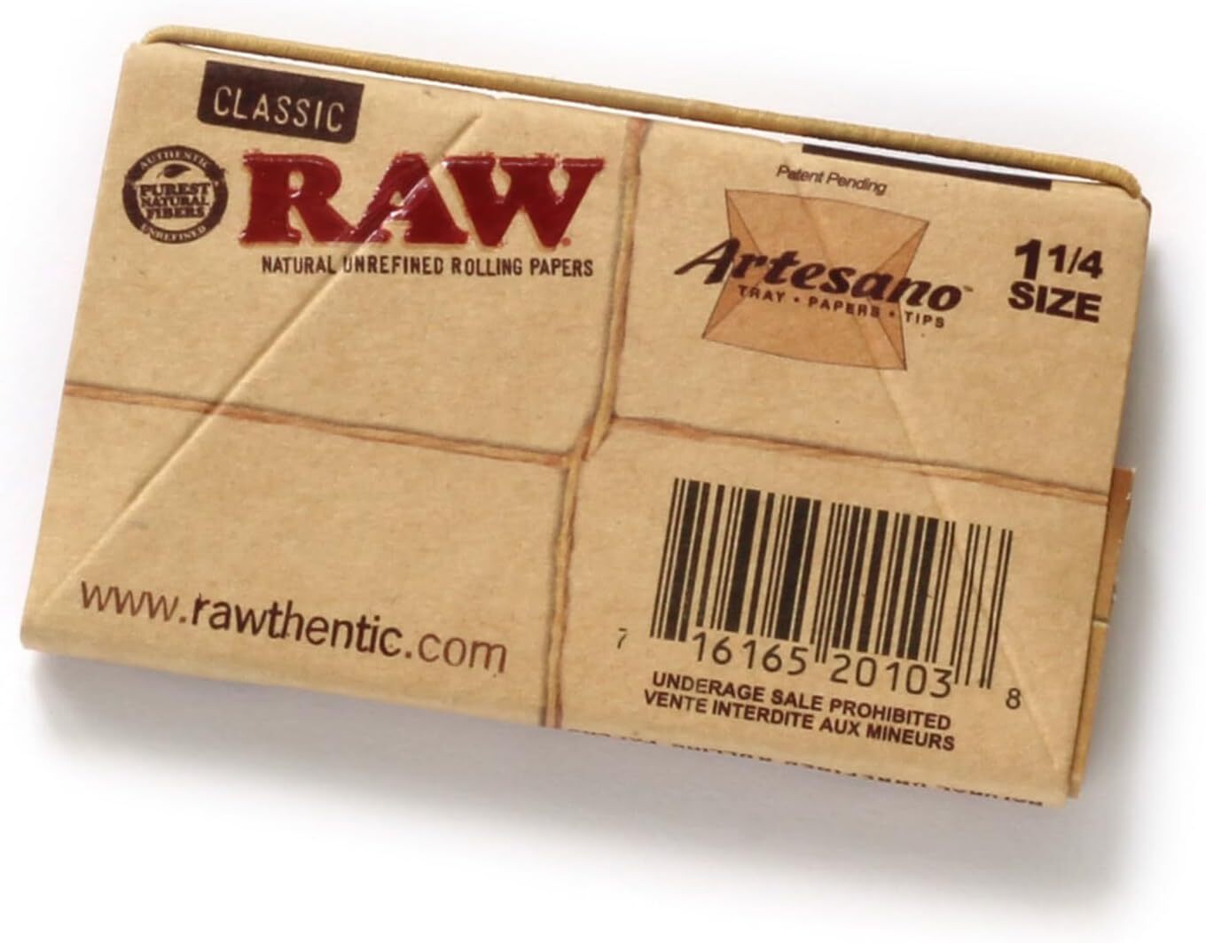 Box of 15 Raw 1 1/4 Size Slim Artesano - Tray, Papers, Tips