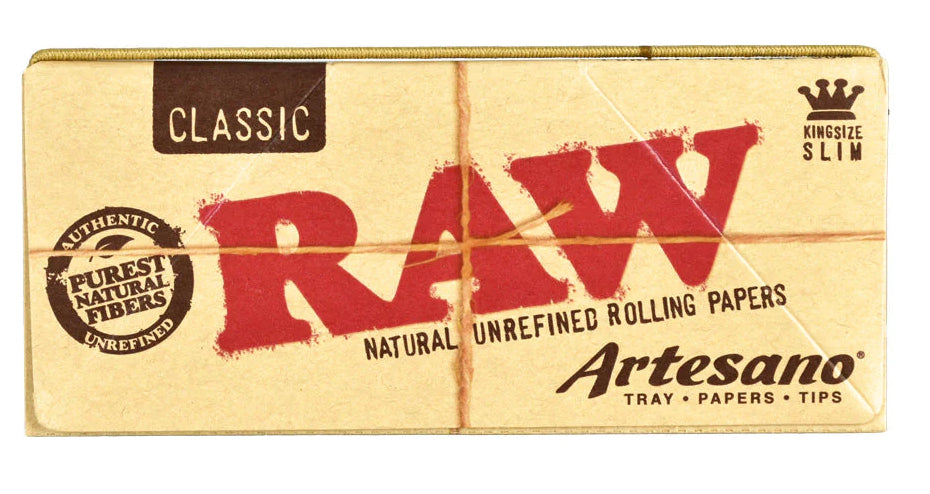 Box of 15 Raw King Size Slim Artesano - Tray, Papers, Tips