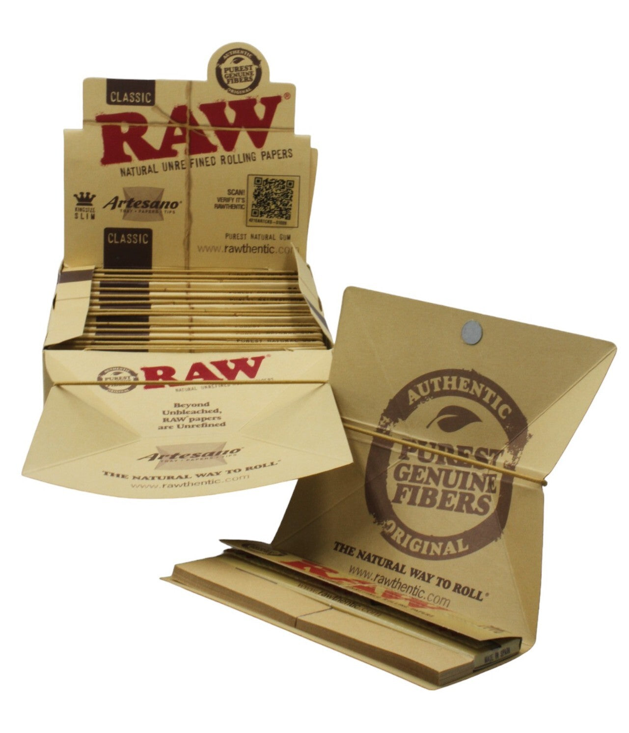 Box of 15 Raw King Size Slim Artesano - Tray, Papers, Tips