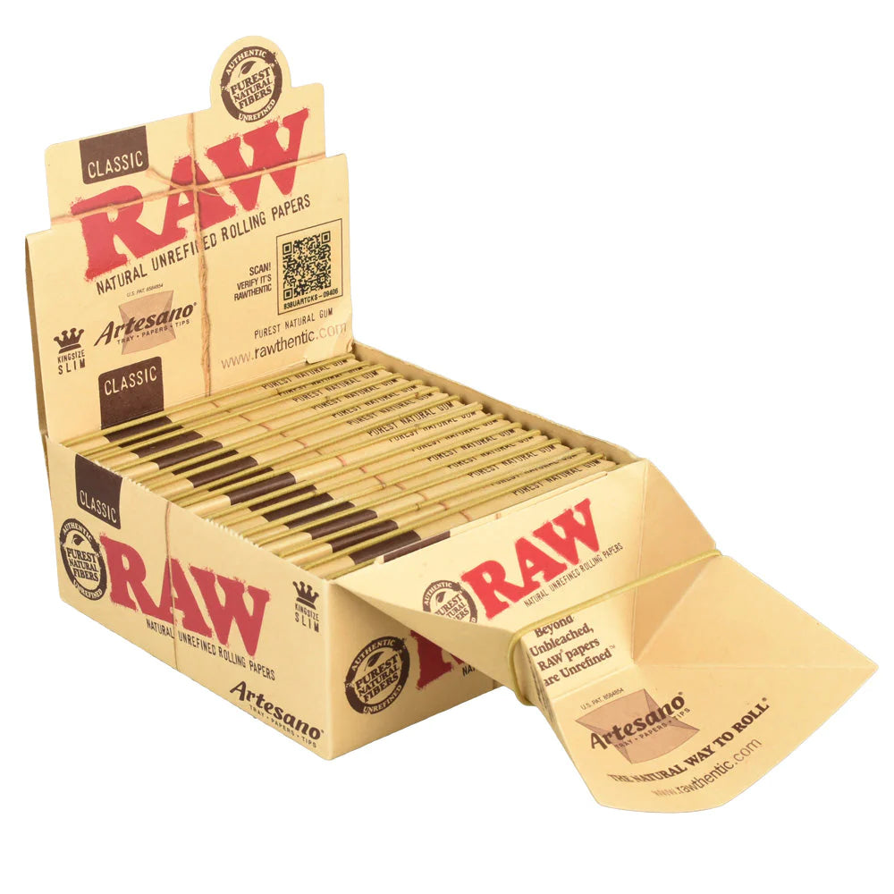 Raw King Size Slim Artesano - Tray, Papers, Tips (32 sheets)