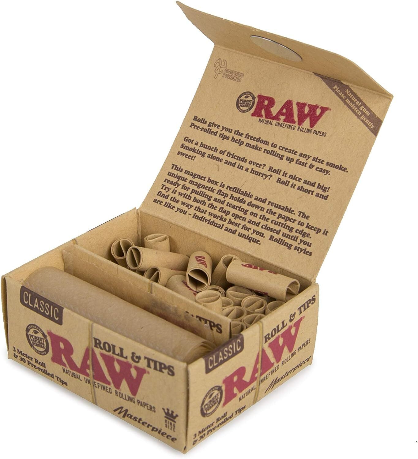 RAW Kingsize Slim 3 Meter Roll with 30 Tips - 2 Pack