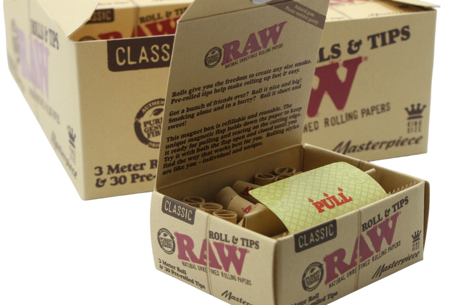 Box of 12 RAW King Size Slim 3 Meter Roll with 30 Tips