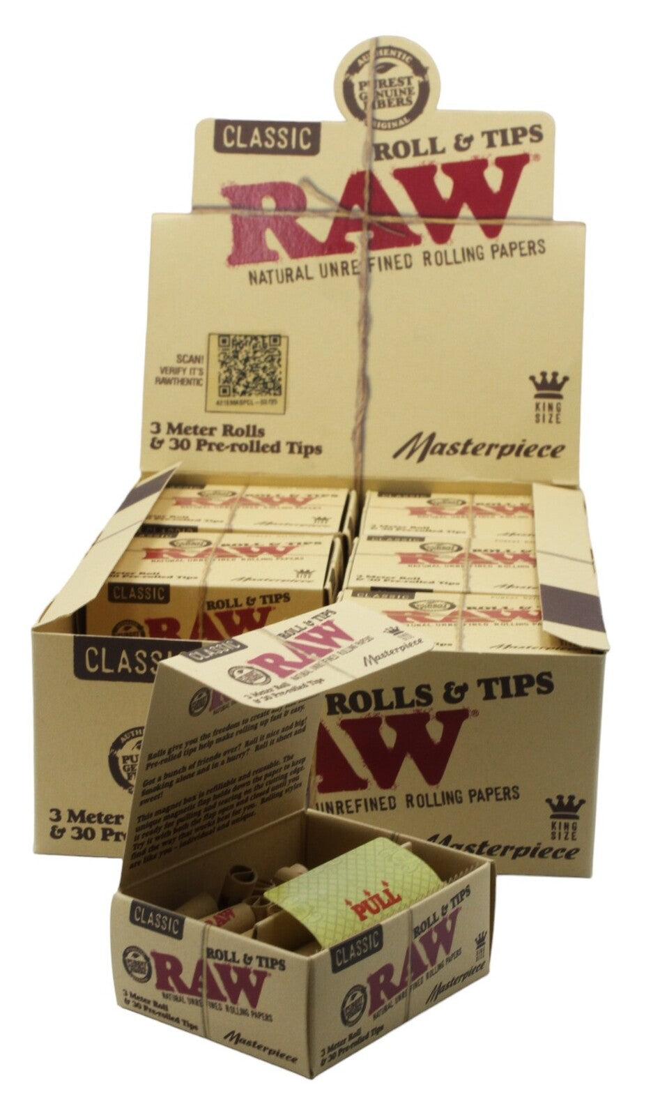 Box of 12 RAW King Size Slim 3 Meter Roll with 30 Tips