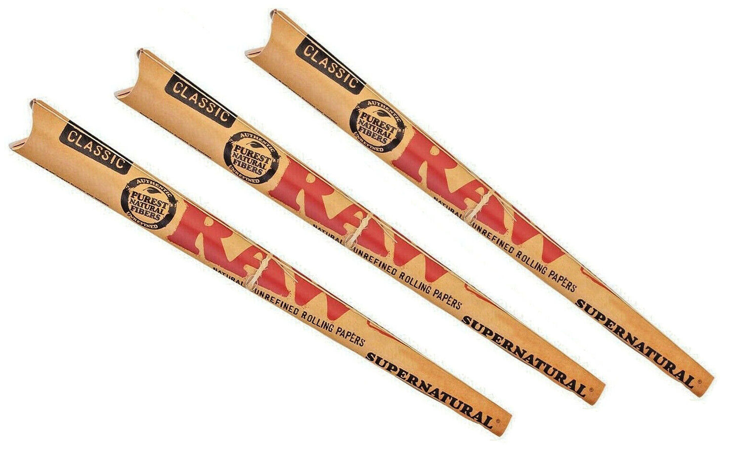 3 X Raw Classic 12" Extra Long Pre Rolled Paper Cone