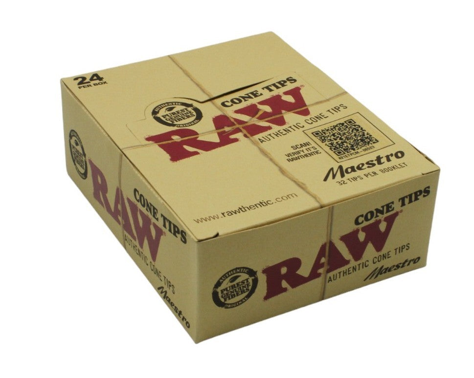 Box of 24 RAW Cone Tips Natural Paper Filter