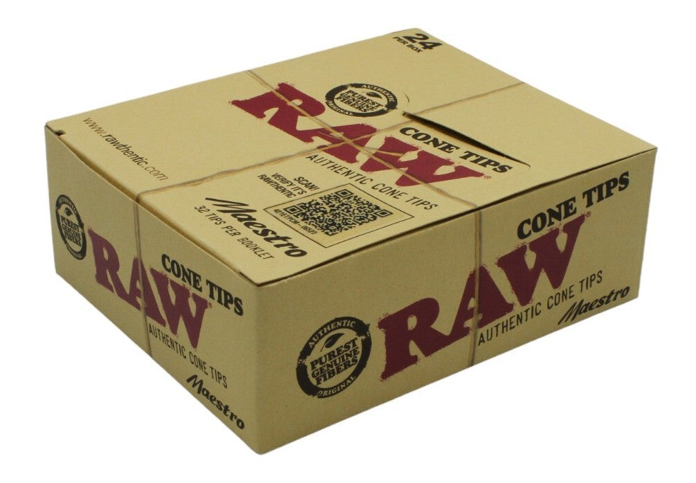 Box of 24 RAW Cone Tips Natural Paper Filter