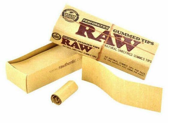 Box of 24 RAW Gummed Natural Perforated Filter Tips