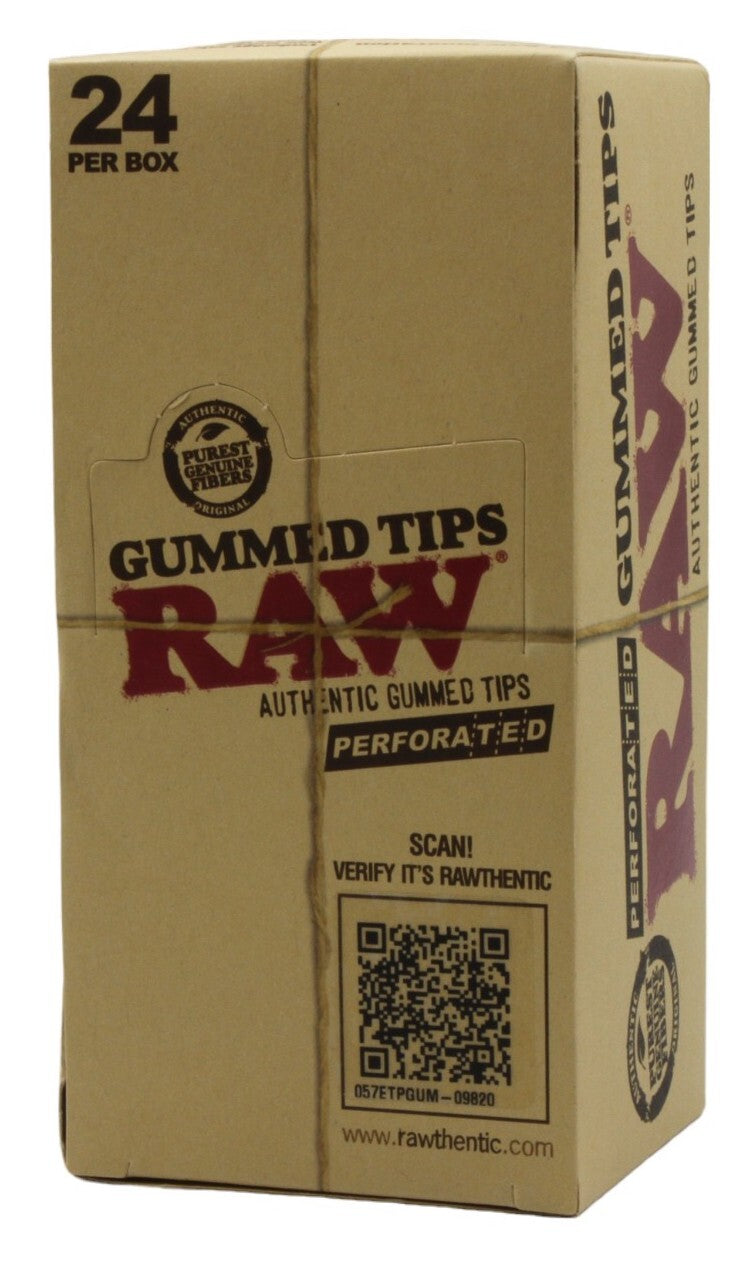 Box of 24 RAW Gummed Natural Perforated Filter Tips