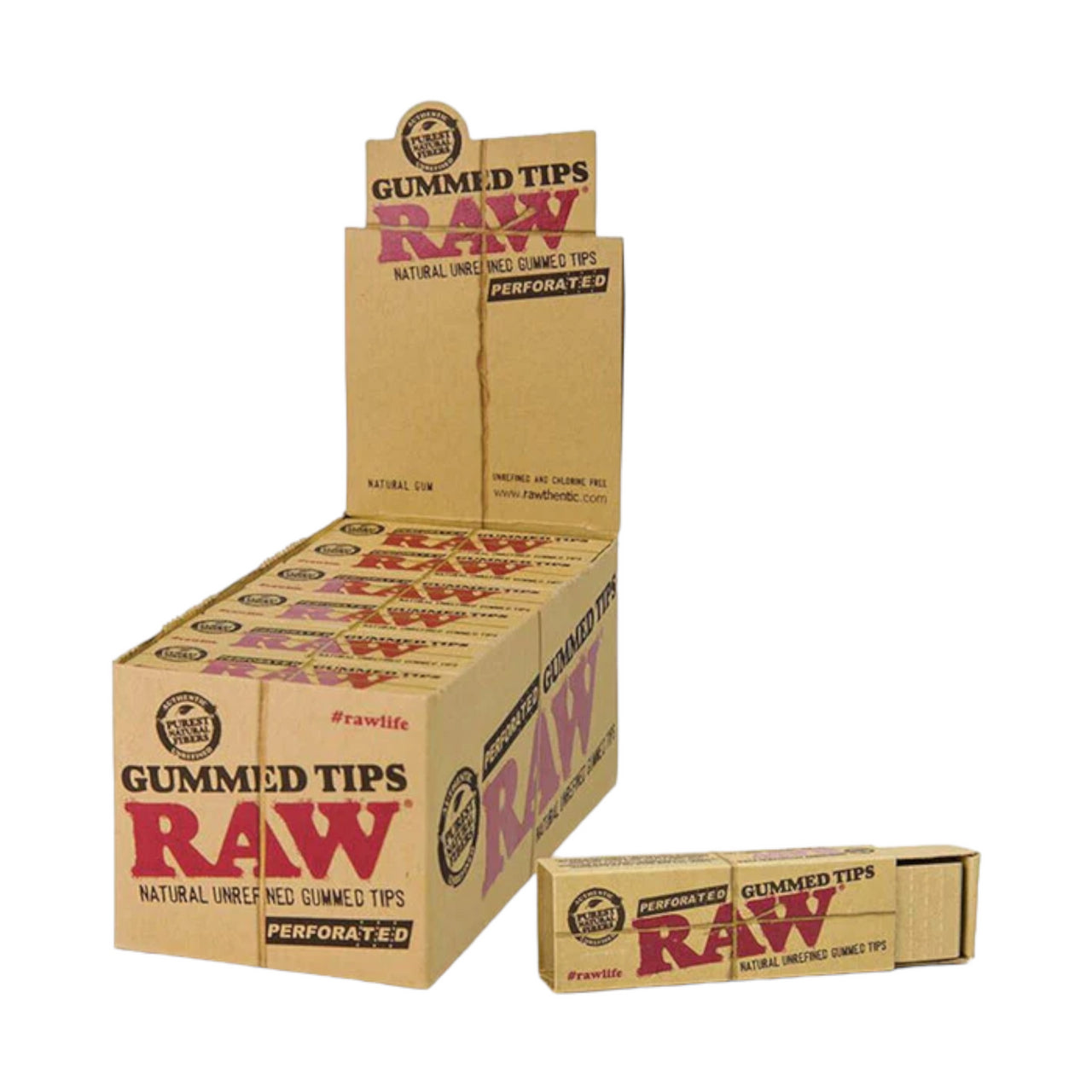 Box of 24 RAW Gummed Natural Perforated Filter Tips