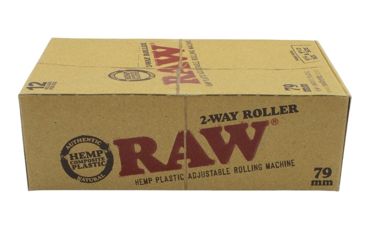 Box of 12 RAW Hemp Eco Plastic Tobacco Machines 79mm 2-Way Roller