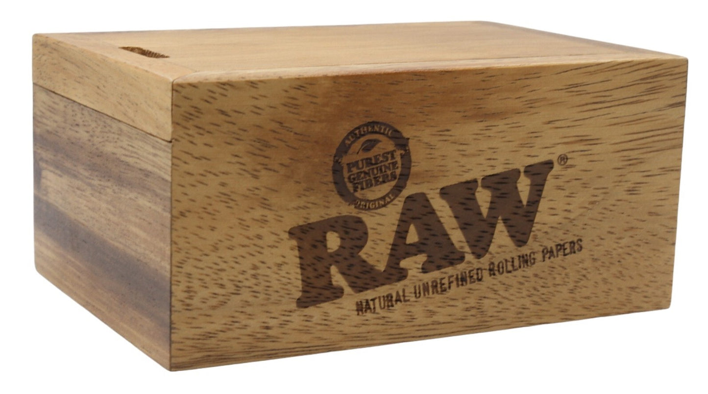 RAW Acacia Wood Storage Box with Slide Top Lid - Small