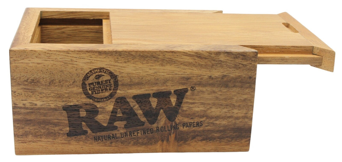 RAW Acacia Wood Storage Box with Slide Top Lid - Small