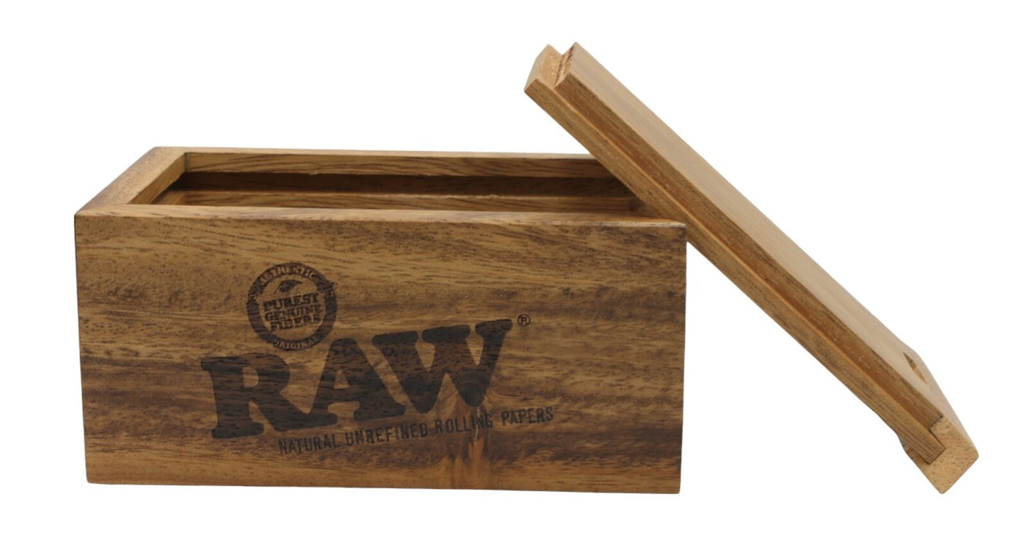 RAW Acacia Wood Storage Box with Slide Top Lid - Small