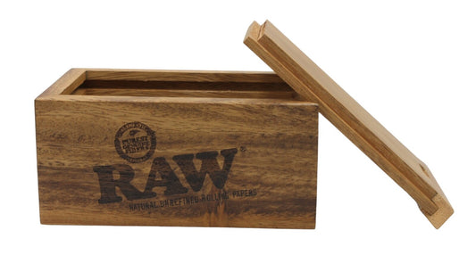 RAW Acacia Wood Storage Box with Slide Top Lid - Small