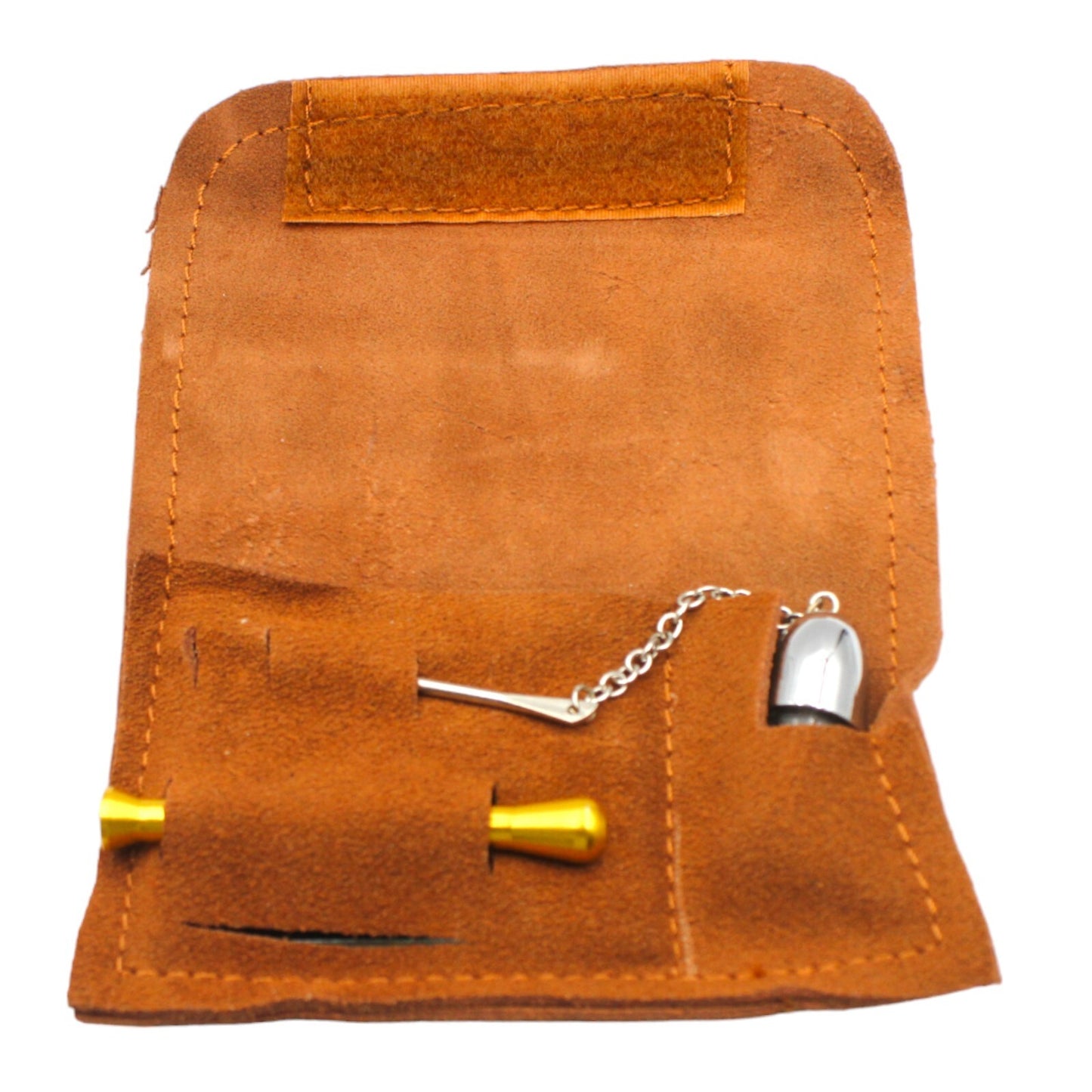 Brown Tobacco Pouch with Snuff Tool and Pipe Case