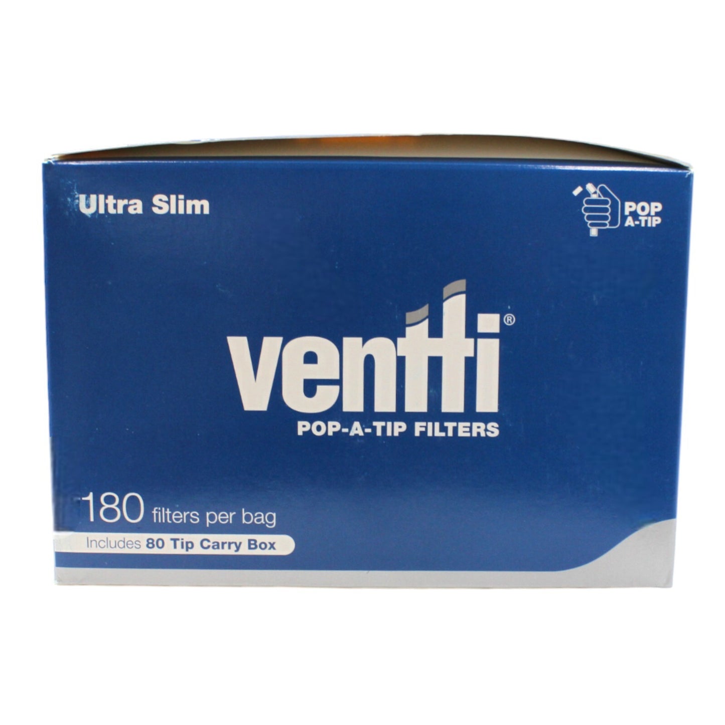 Box of 12 Ventti Pop A Tip Ultra Slim Blue Filters with Carry Box